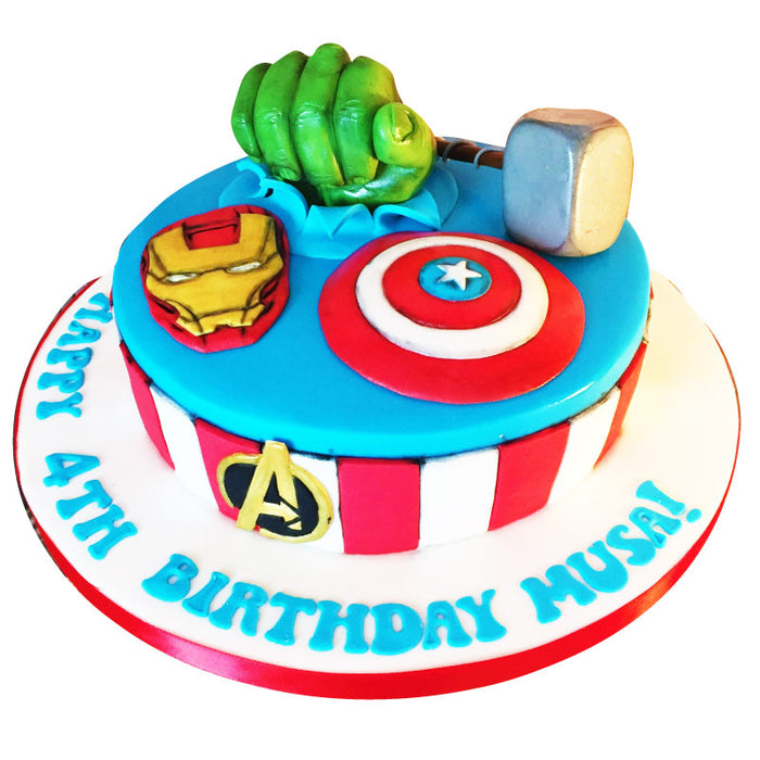 Online 4 Number Avengers Theme Cake Delivery : DIZOVI Bakery