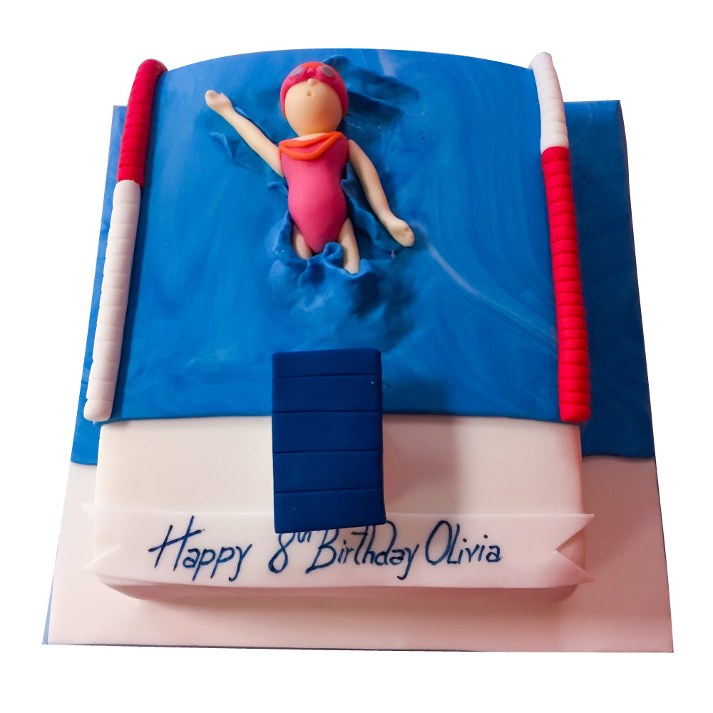Swim Cake 3 Women and an Oven (KC bakery) | Swimming cake, Pool birthday  cakes, Pool party cakes