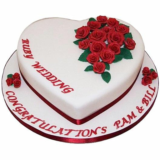 Ruby Wedding Anniversary Cake - Last minute cakes delivered tomorrow!