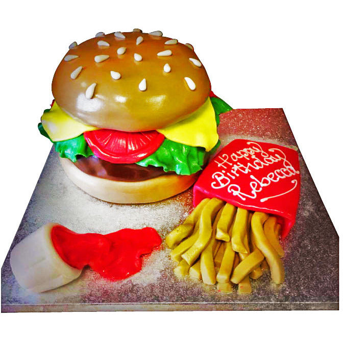 Burger Cake - Hamburger Cake Decorating Tutorial - Veena Azmanov