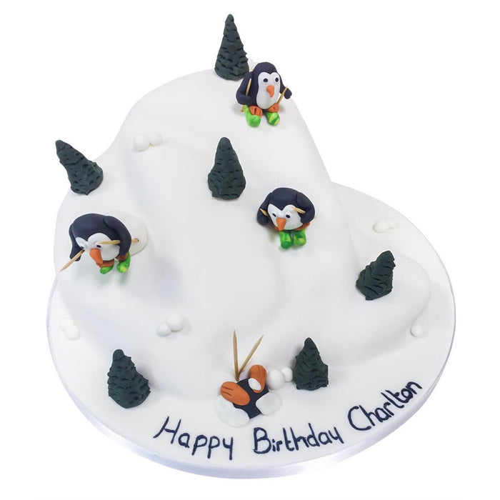 Skiing Penguins Cake - Last minute cakes delivered tomorrow!